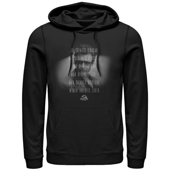 Men's Jurassic Park Dr. Malcolm Man Creates Dinosaur  Pull Over Hoodie Black Large
