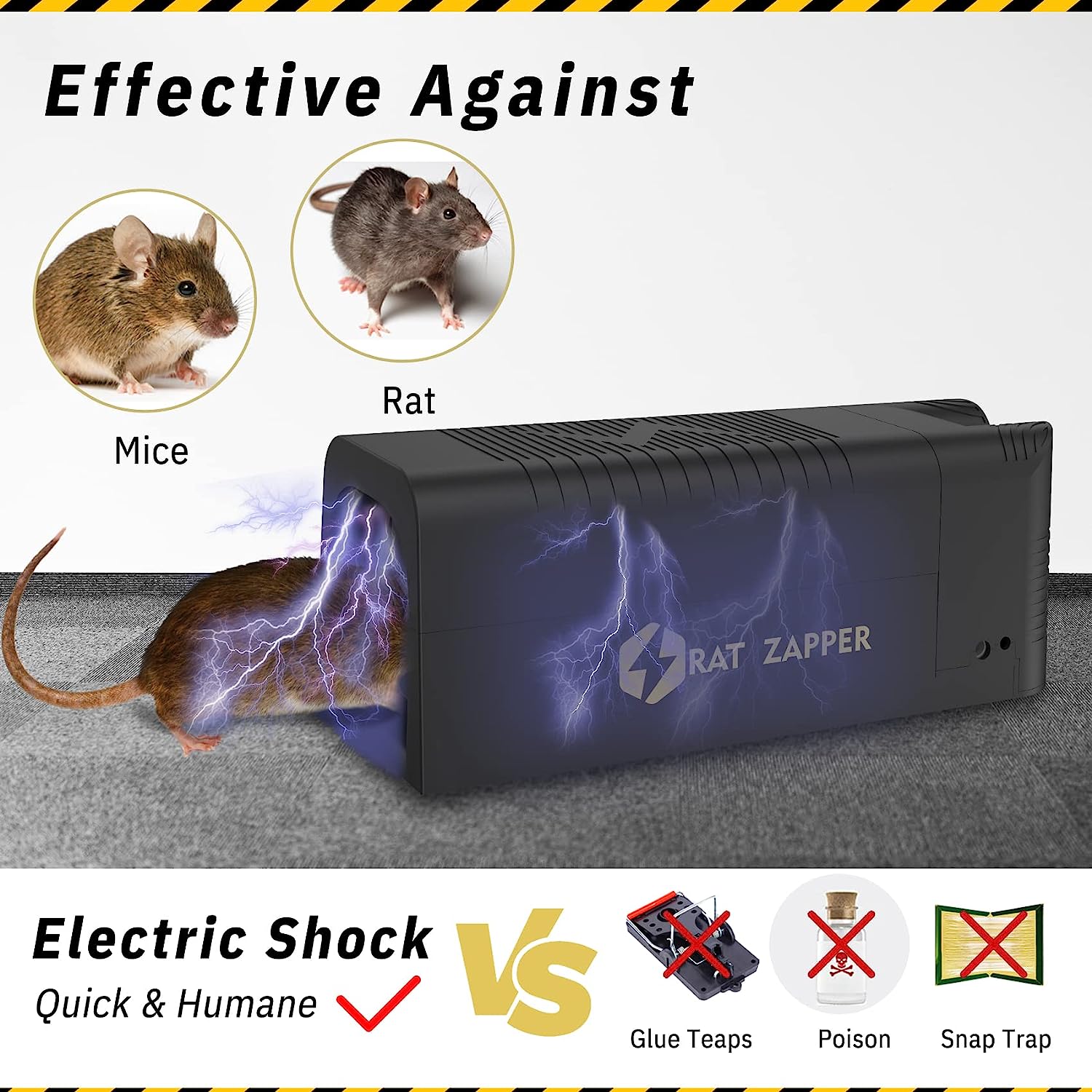  Pestzilla Rat Zapper – Rechargeable Electric Mouse Trap –  Effective & Humane Mouse Traps Indoor for Home – Safe & Clean Rat Trap, No  Touch & No Clean (1 Pack) 