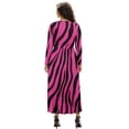 thumbnail image 2 of FKELYI Pink Zebra Print Women's Fall Long Sleeve Dress Casual Maxi Dress with Pocket Flowy Tiered Waist Long Dresses for Spring Winter, L, 2 of 6