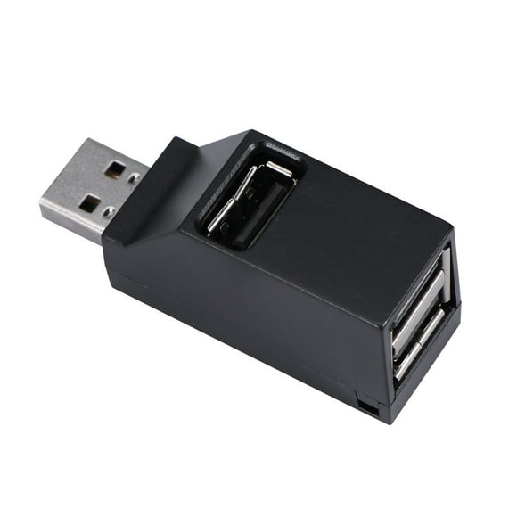 EeaseMX Concentrador/divisor USB multipuerto de alta velocidad de 3 puertos mini USB 2.0 para PC y discos duros portátiles (negro)