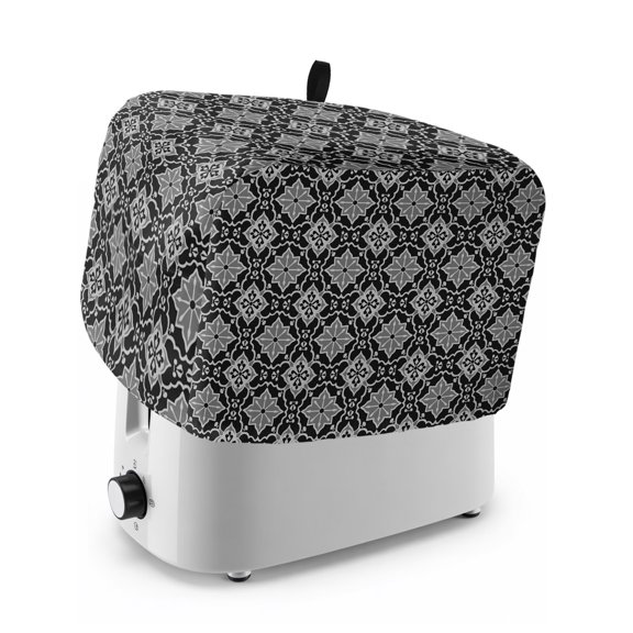 Toaster Cover 2 Slice, Black Grey Dustproof Bakeware Oven Protector with Top Hook, Morocco Modern Geometric Ethnic Art Waterproof Small Kitchen Appliance Toasters Dust Cover, 11"x6"x8"