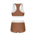 thumbnail image 5 of Efsteb Womens Swimsuits Two Piece Women's Sporty Two Piece Swimsuits with Shorts Color Block Bathing Suits Summer Beach Tankini Swimwear (Brown,XL), 5 of 7