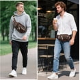 thumbnail image 3 of MARRANT Cangurera de Cuero Genuino para Hombre, Bolsa de Cintura Cruzada de Gran Capacidad con Múltiples Bolsillos con Zíper, Color Café, 3 of 7