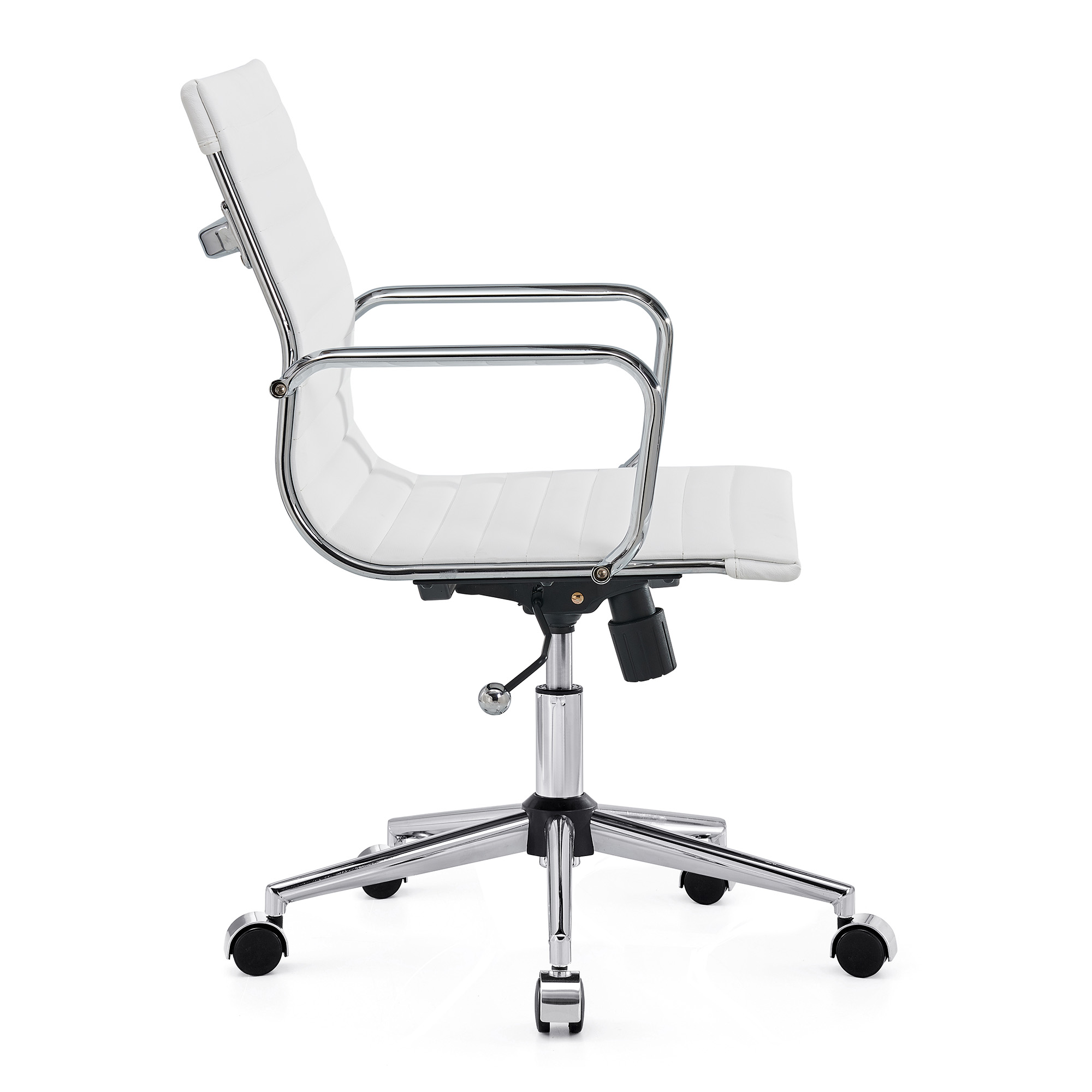LUXMOD Mid Back Home Office Desk Chair Task Chair with Armrest  Swivel Chair in Durable Vegan Leather Ergonomic Desk Chair for Extra Back & Lumbar Support Conference Room Chair