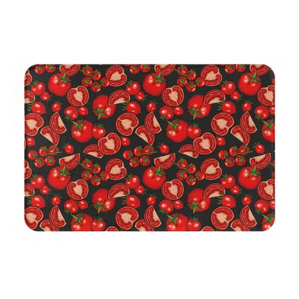 Balery Tomato Felpudo de franela, resistente a las manchas y a la decoloración, para uso interior y exterior, fácil de limpiar, 40 x 60 cm