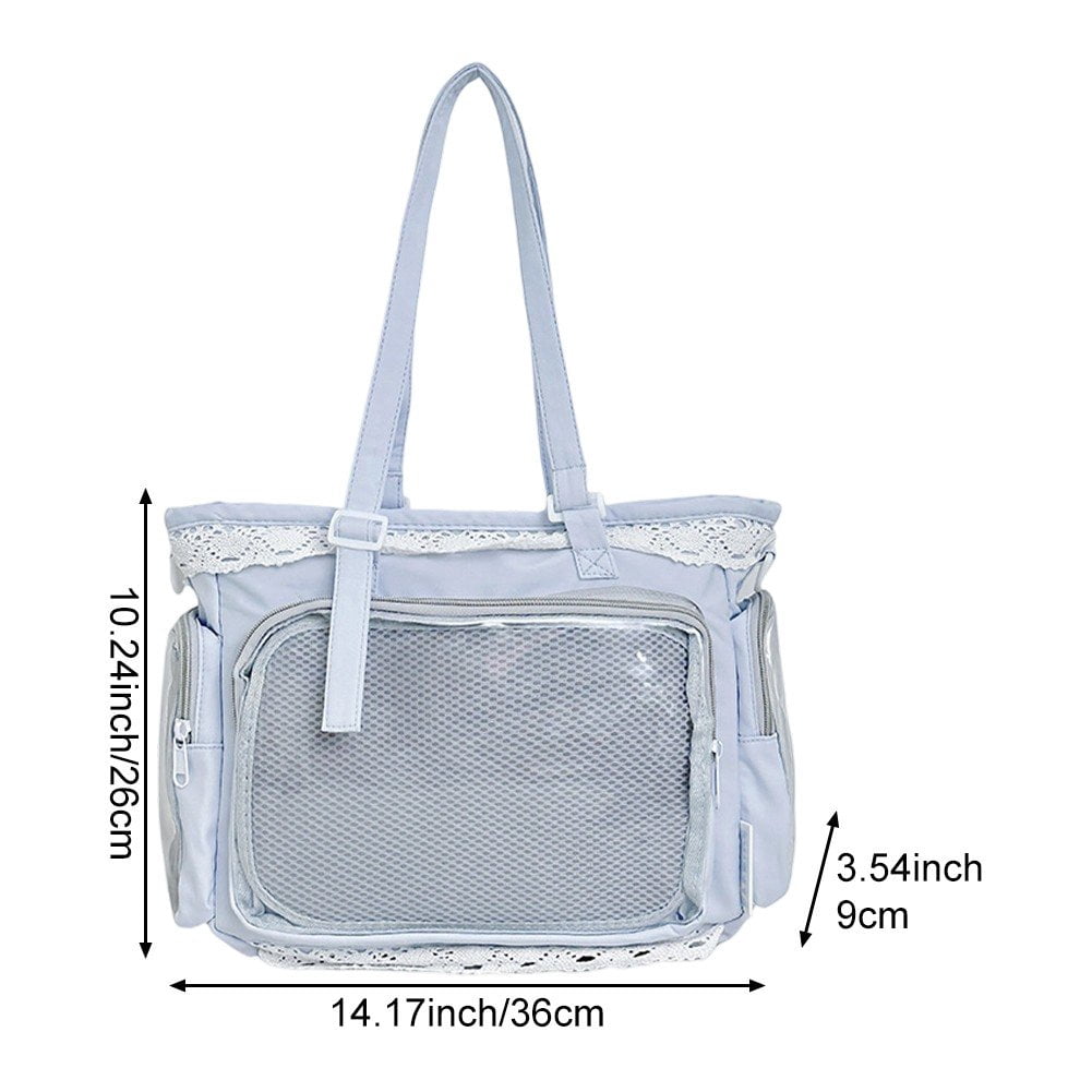 Slccxzc Japanese Style Lace Ita Bag Clear Display Anime Tote Shoulder Crossbody Handbag