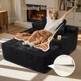 thumbnail image 2 of Ovios 67'' Oversized Chair Chaise Lounge with Cup Holders Indoor Cloud Floor Sofa Bed Comfy Upholstered Deep Seat Sleeper Reading Chair Couch for Living Room, No Assembly, Black(Plush Corduroy), 2 of 9