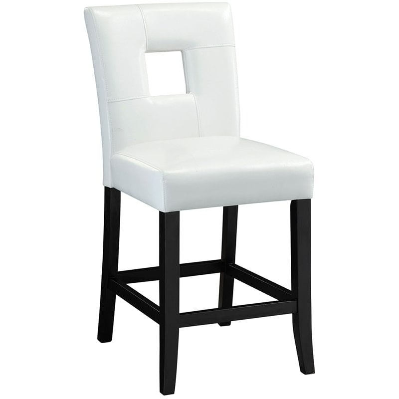 Faux Leather Counter Stool, White Leather Bar Height Chairs
