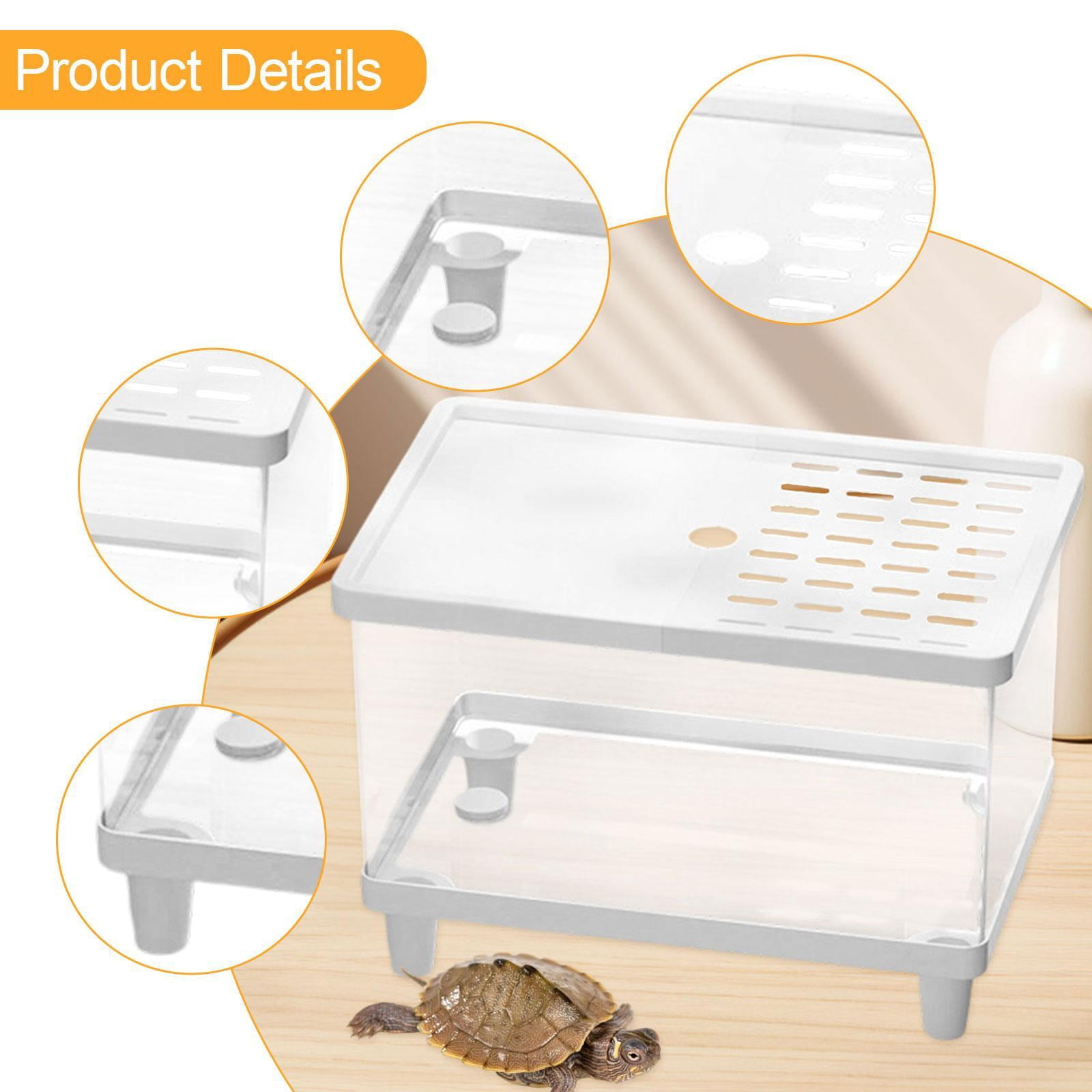 balikha Mini Reptile Terrarium Habitat Container Top Ventilation Clear Full View Small Lizard Tank Snake Enclosure for Turtles Snails 30cmx19.5cmx21cm