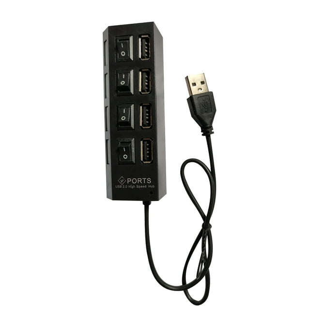 Hub USB de 4/7 puertos de alta velocidad, interruptor de encendido / apagado, expansor, PC, portátil, portátil, convertidor múltiple, adaptador divisor Scienceny DZ4096-03B