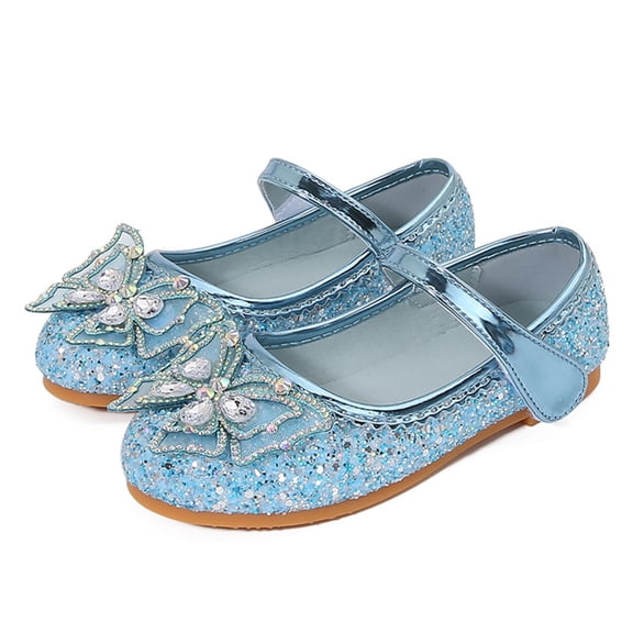 Girls Sandals Kids Sparkly Sequin Bowtie Princess Dress up Mary Jane Shoes Toddler Wedding Party Bridesmaid Ballet Flat Shoes Blue 11 Little Kid