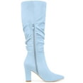 thumbnail image 3 of BLISSFUL STEP Valentine's Women's Boots Pointed Toe Block Heel Knee High Boots Sky Blue 9.5, 3 of 7