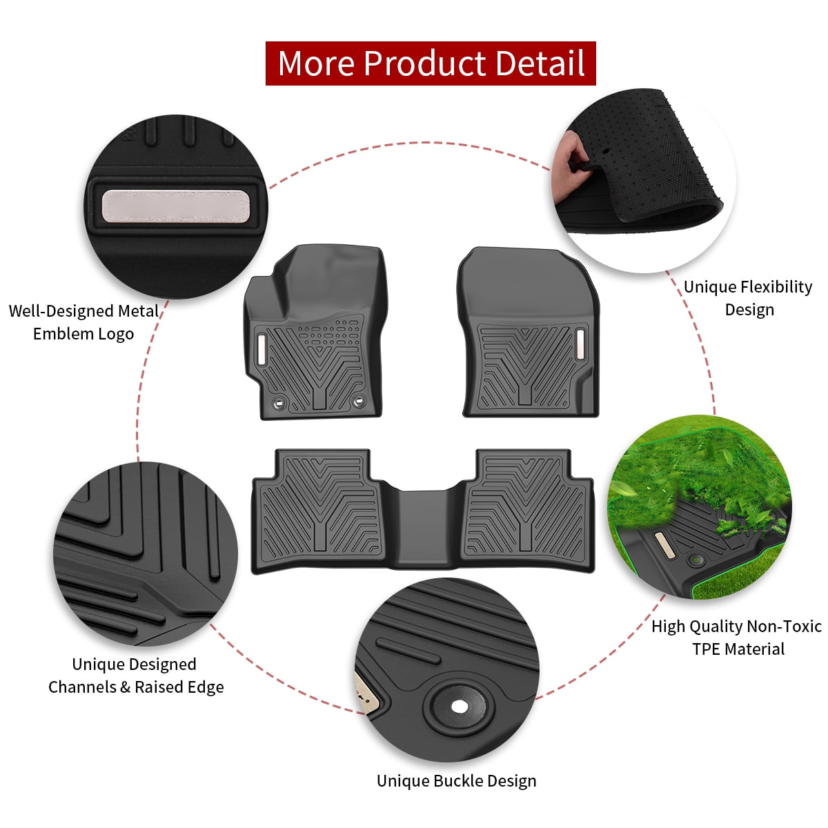 RVNI TPE Rubber Front and Rear for 2020 2021 2022 Toyota Corolla Sedan Floor Mats Set,Black All-Weather Protection