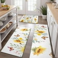 thumbnail image 2 of White Butterfly Bee Sunflower Pattern Kitchen Rugs Sets Of 3,Kitchen Runner Rugs Non Skid Washable,Decorative Kitchen Floor Mats for Kitchen,Sink,Laundry,17"x30"+ 17"x47" + 17"x59", 2 of 6
