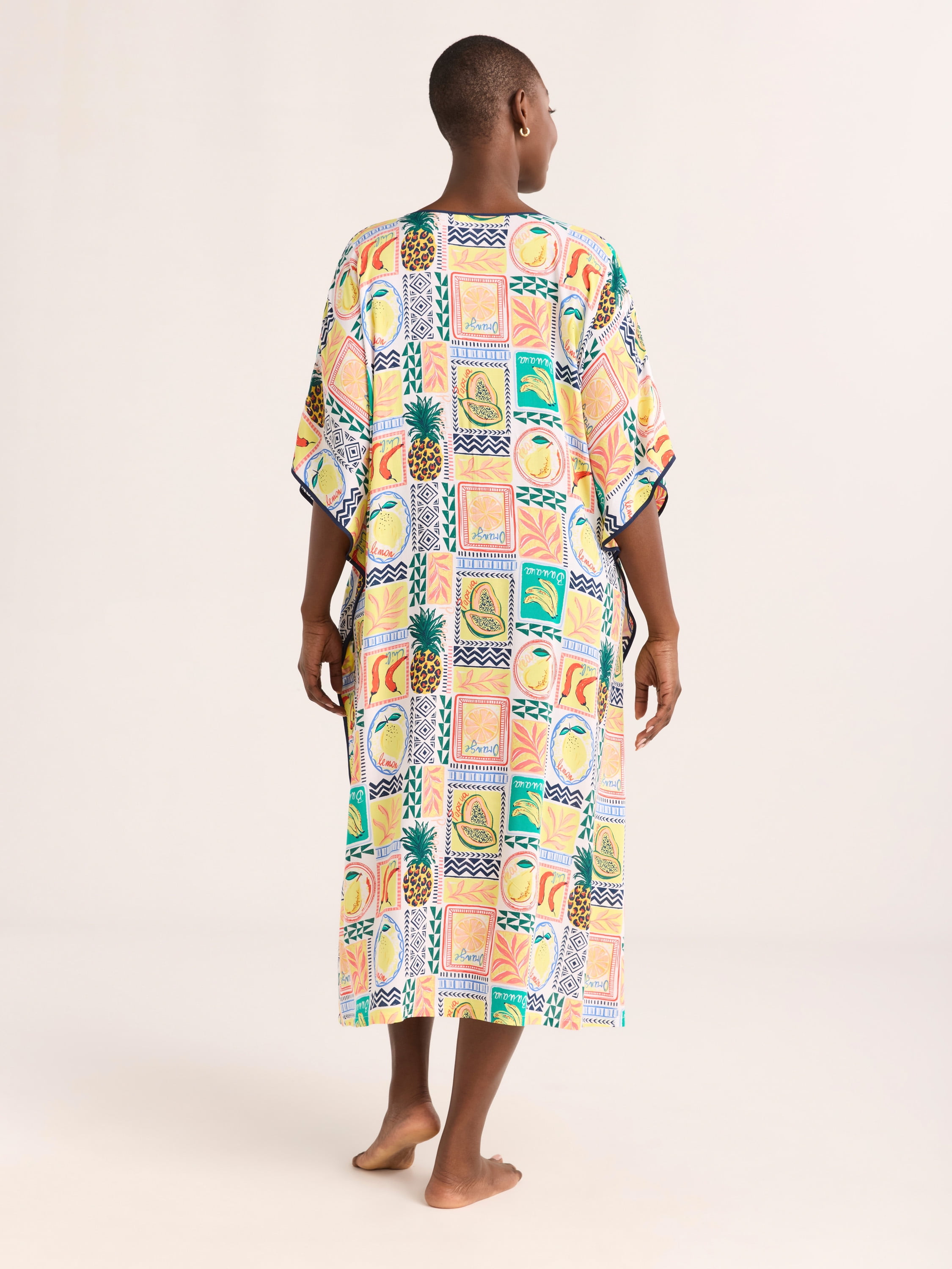 Joyspun Women’s Sleepwear Woven 46” Caftan Nightgown, S-4X
