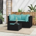 thumbnail image 1 of vidaXL 3 Piece Garden Lounge Set with Cushions Black Poly Rattan, 1 of 5