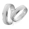 thumbnail image 3 of Pompeii3 White Gold Brushed Wedding Band Set Matching Men's Women's Rings 14k 6/5MM, 3 of 5