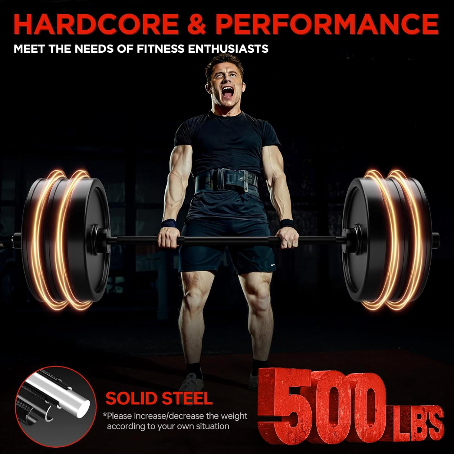 Barbell Bar 57 Inch with Spring Collars, Heavy Duty Strength Training Bar for Weight Lifting Squat  Press