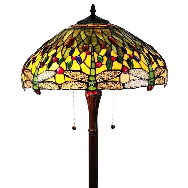 Tiffany Style 2 Light Dragonfly Floor Lamp 62" Tall