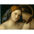 thumbnail image 2 of Bellini, Giovanni 24x19 Black Ornate Wood Framed with Double Matting Museum Art Print Titled - Giovane donna allo specchio, 2 of 4