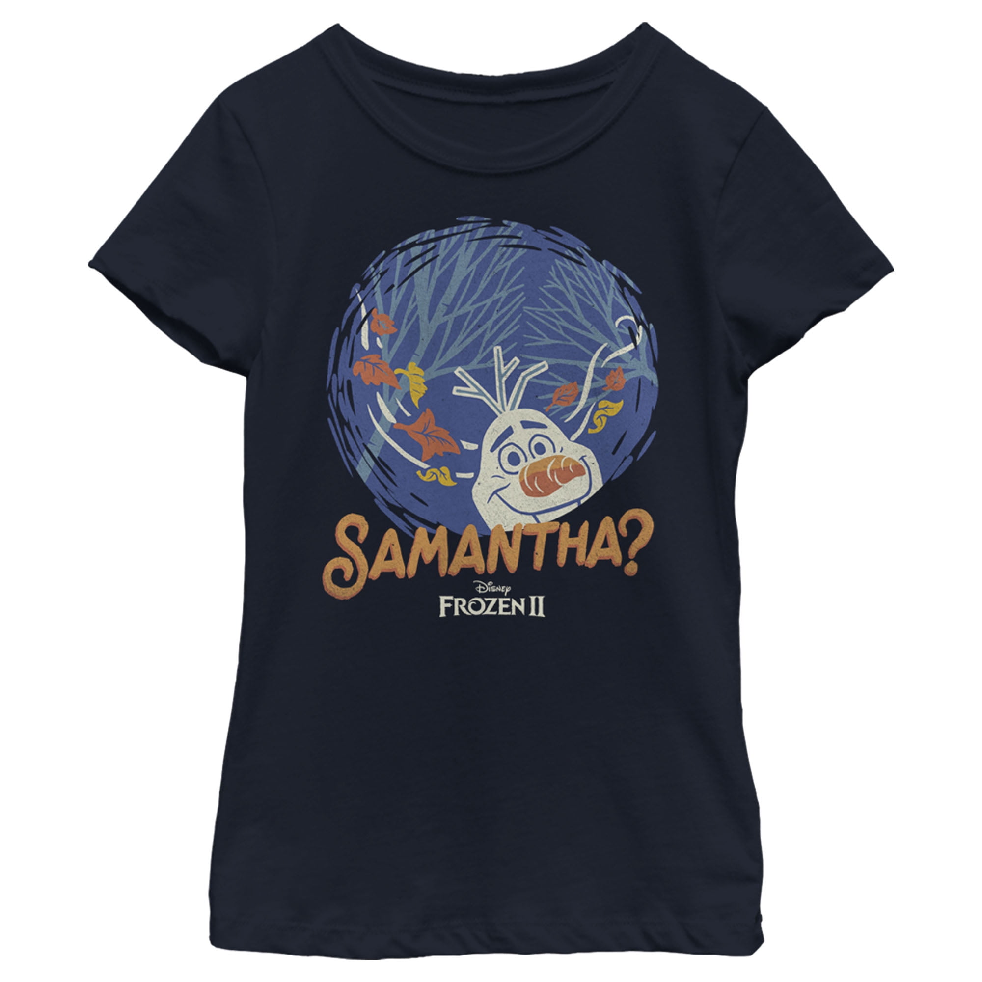Girl's Frozen 2 Olaf Samantha  Graphic Tee Navy Blue Small