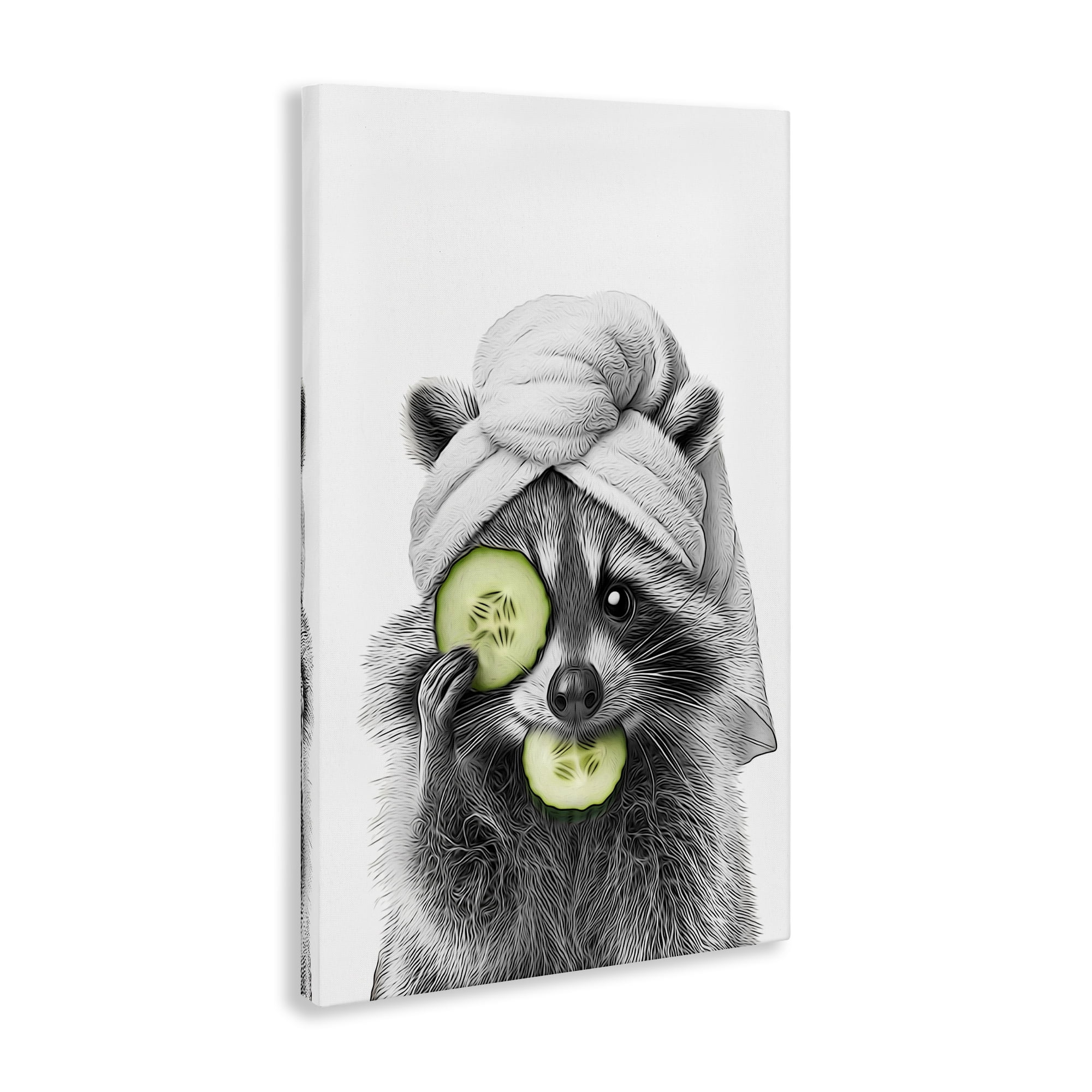Stupell Industries Raccoon Spa Day Typography Painting Gallery Wrapped Canvas Art Print Wall Art, 20 x 30