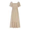 thumbnail image 4 of Birdeem Mode Décontractée Été Col Carré Manches Courtes Robe Longue pour Femmes, 4 of 12