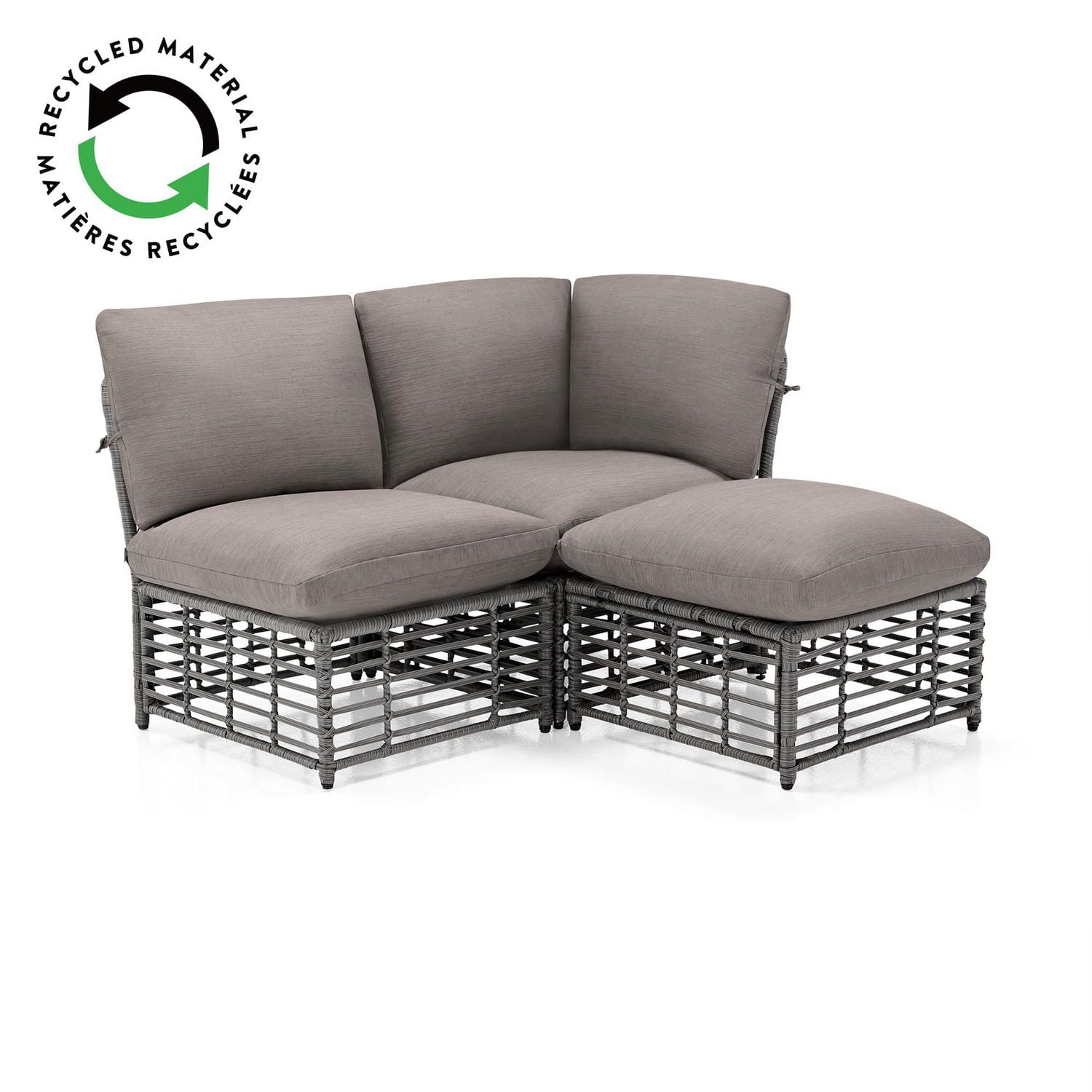 HOMETRENDS Deco Sol 3-Piece Patio Modular Sectional Set - Grey