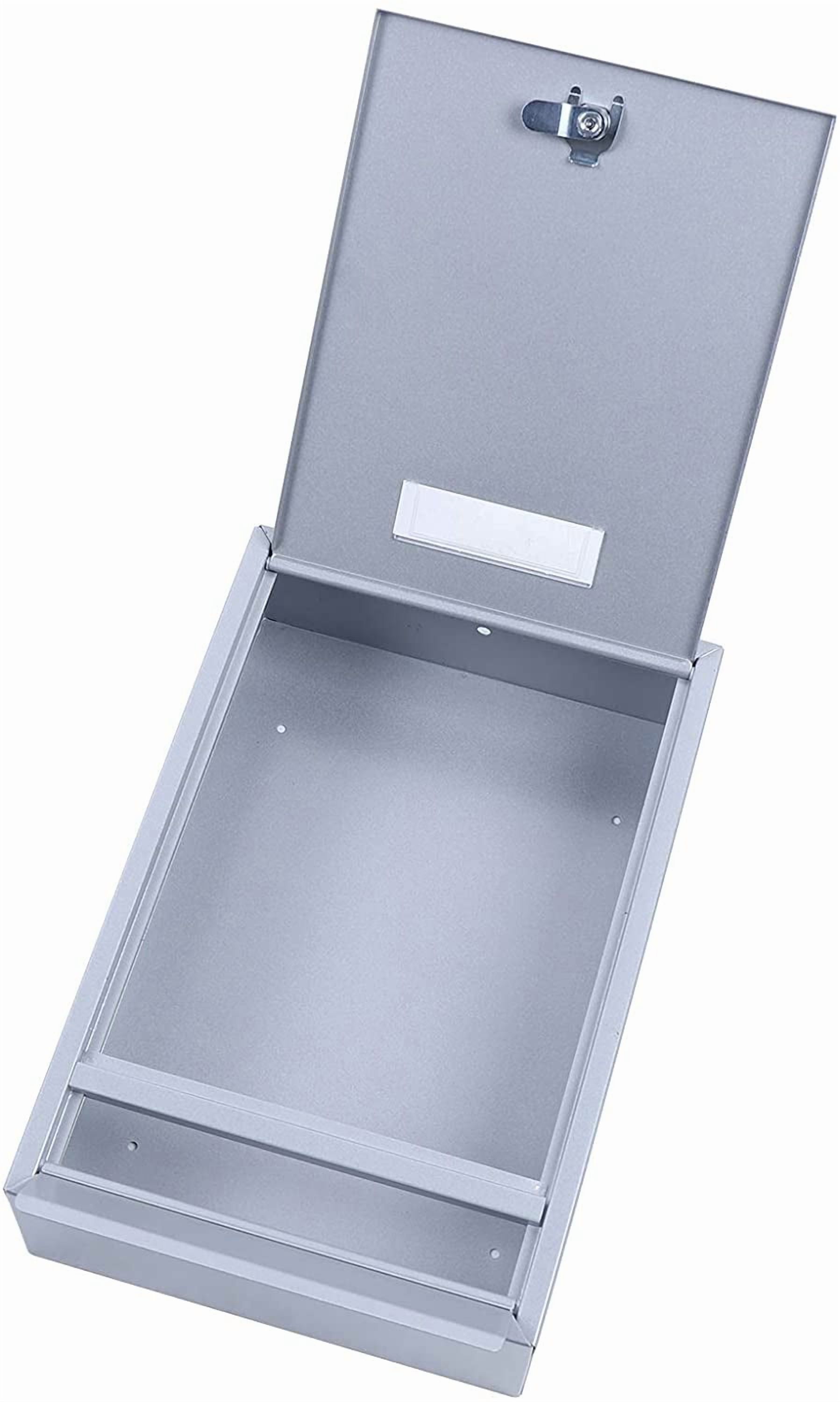 Metel Mail Boxes, Wall Mount Mailbox Square Metal Newspaper Inbox Lockable Large Capacity Mailbox with 2 Keys Silver (8.38“ * 3.35” * 12.59“)