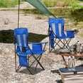 thumbnail image 4 of 2 Pack Outdoor Camping Chairs, Folding/Foldable/Portable Chairs with Cooler Pouch, Mesh Backrest and Cup Holder Pocket for Camping, Hiking, Beach, Blue, 4 of 5