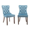 thumbnail image 6 of Aukfa High-End Upholstered Dining Chairs Set of 2, Modern Tufted Solid Wood Side Chair with Nailhead Trim - Light Blue, 6 of 8