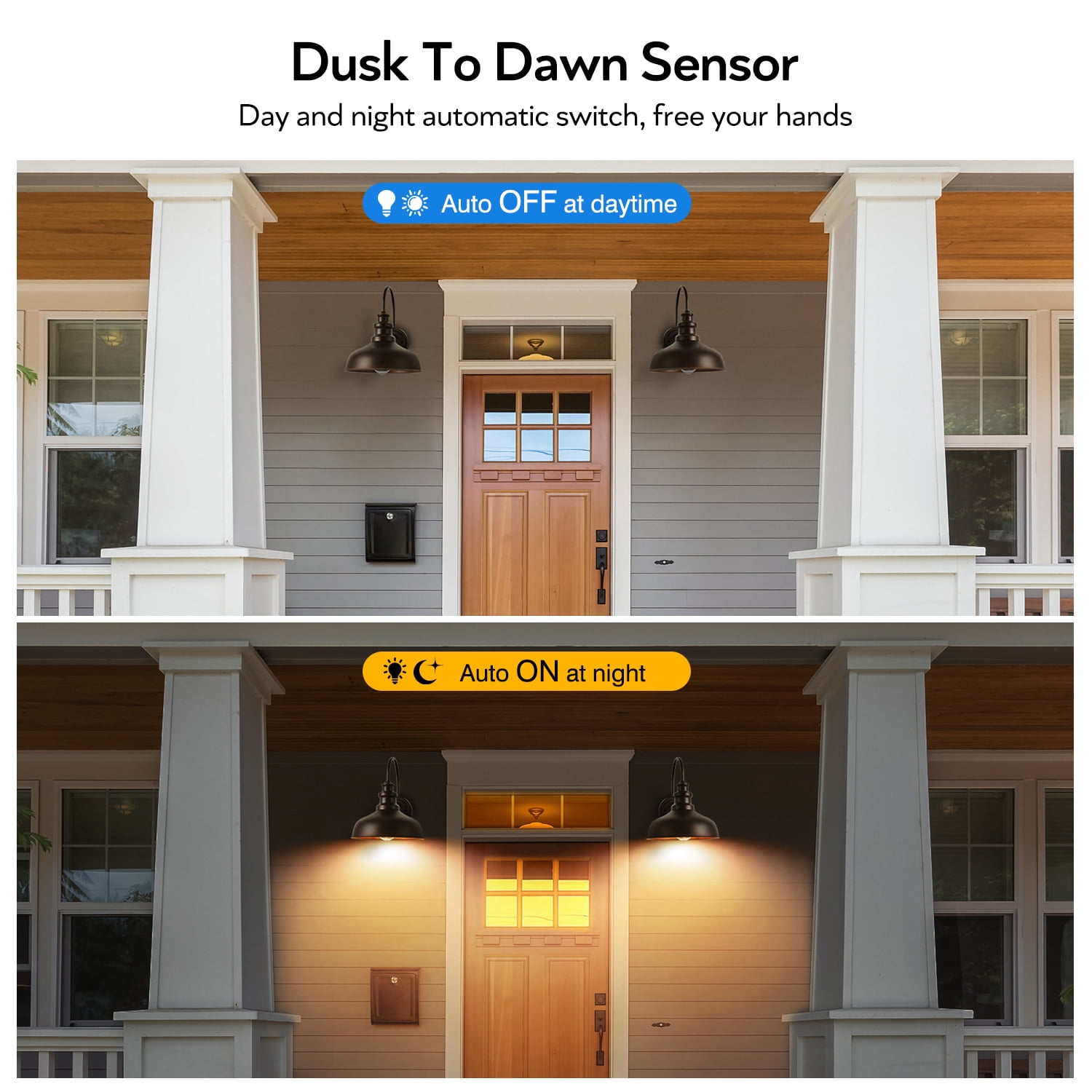 VIANIS Dusk to Dawn Outdoor Barn Lights, Brown Farmhouse Outside Front Porch Light Fixture, 10" ORB Gooseneck Garage Lights Outside, Waterproof Exterior Light Fixture for House, Porch