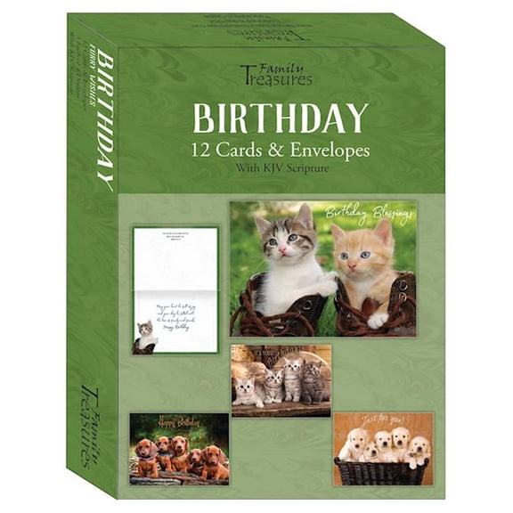 Boxed - Card Birthday-Furry Wishes - Box of 12