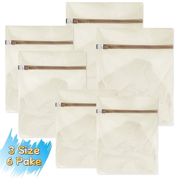 Kabuer Mesh Laundry Bags Set 6 Pack Laundry Bags for Jeans,Blouse,Stocking,Underwear,Bra,3 Sizes