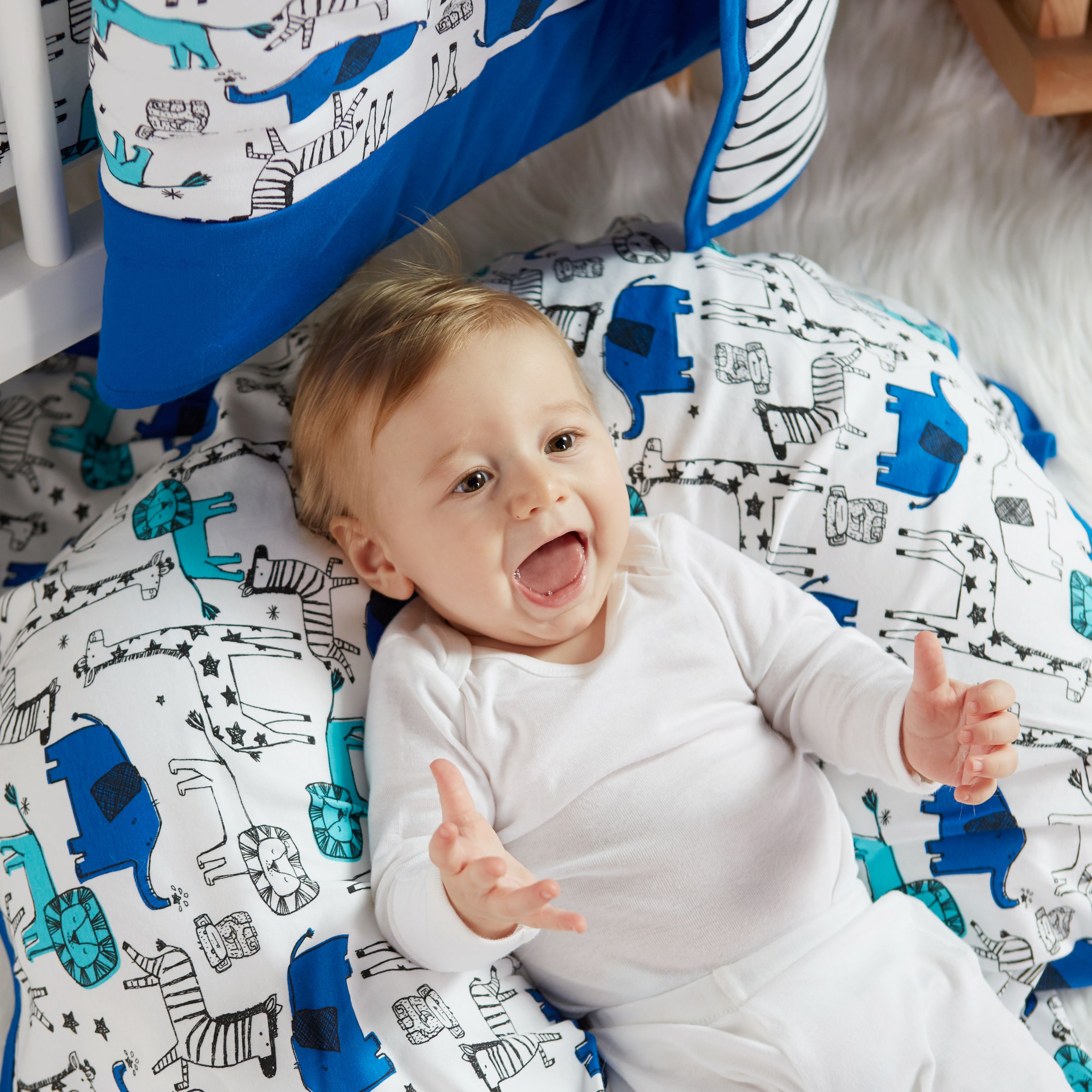 Little Star Organic 100% Pure Organic Cotton Receiving Blanket, 2 Pk, Blue-Modern Safari