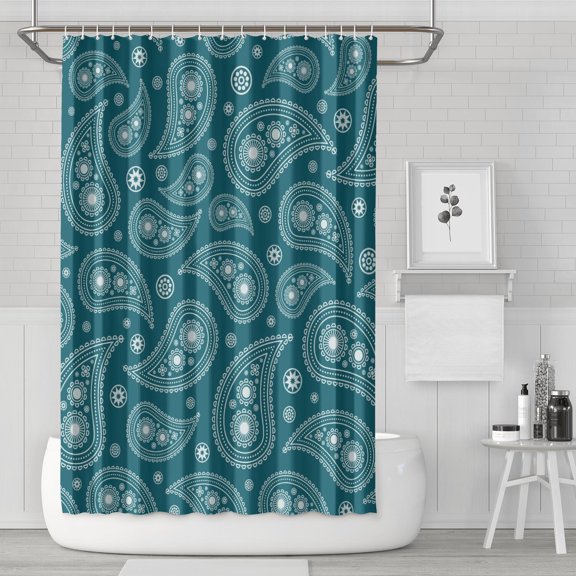 Colorful Chic Shower Curtain 72x72 Inches, Quick-Dry Polyester with Hooks, Floral Bohemian Paisley Pattern for Classic Bathrooms