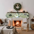 thumbnail image 3 of Snowman Fireplace Mantle Scarf, Christmas Green Balls Snowflakes Farmhouse Plaid Mantel Cover Table Runner for Home Living Room Door Window, Indoor Outdoor Holiday Party Decor 17" x 90", 3 of 8