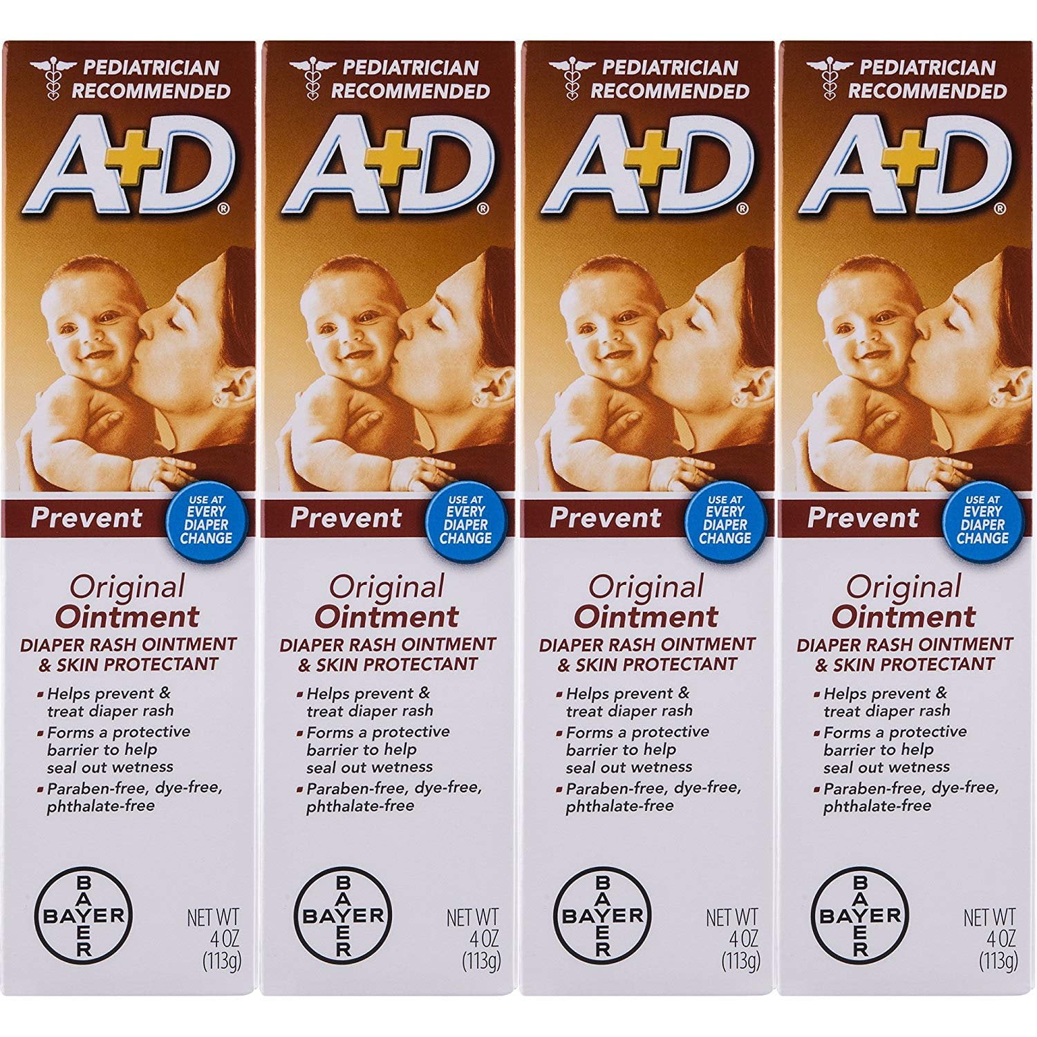 A+D Diaper Rash Ointment & Skin Protectant Original, 4-Pack