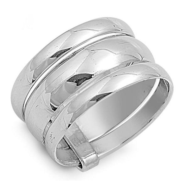 Wide Men's Wedding Clip Ring .925 Sterling Silver Band Jewelry Female Male Unisex Size 7