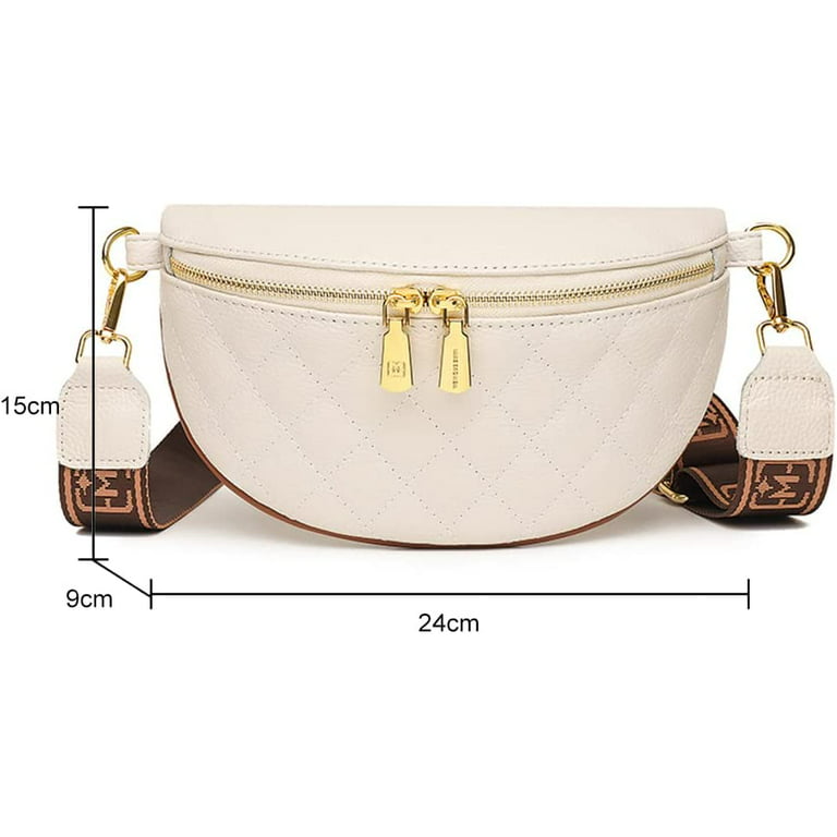Cocopeaunt Genuine Leather Belt Bag for Women Crossbody Bag Quilted Fanny Pack Fashion Waist Bag Trendy Bum Bag for Travel, School, Working, Adult