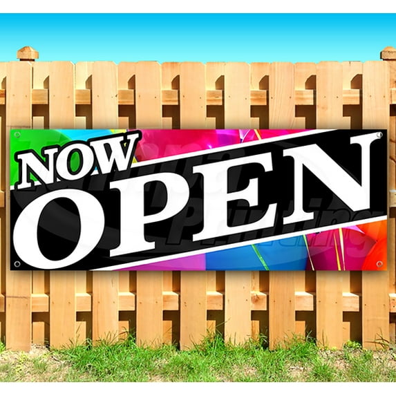 Now Open 13 oz Vinyl Banner With Metal Grommets
