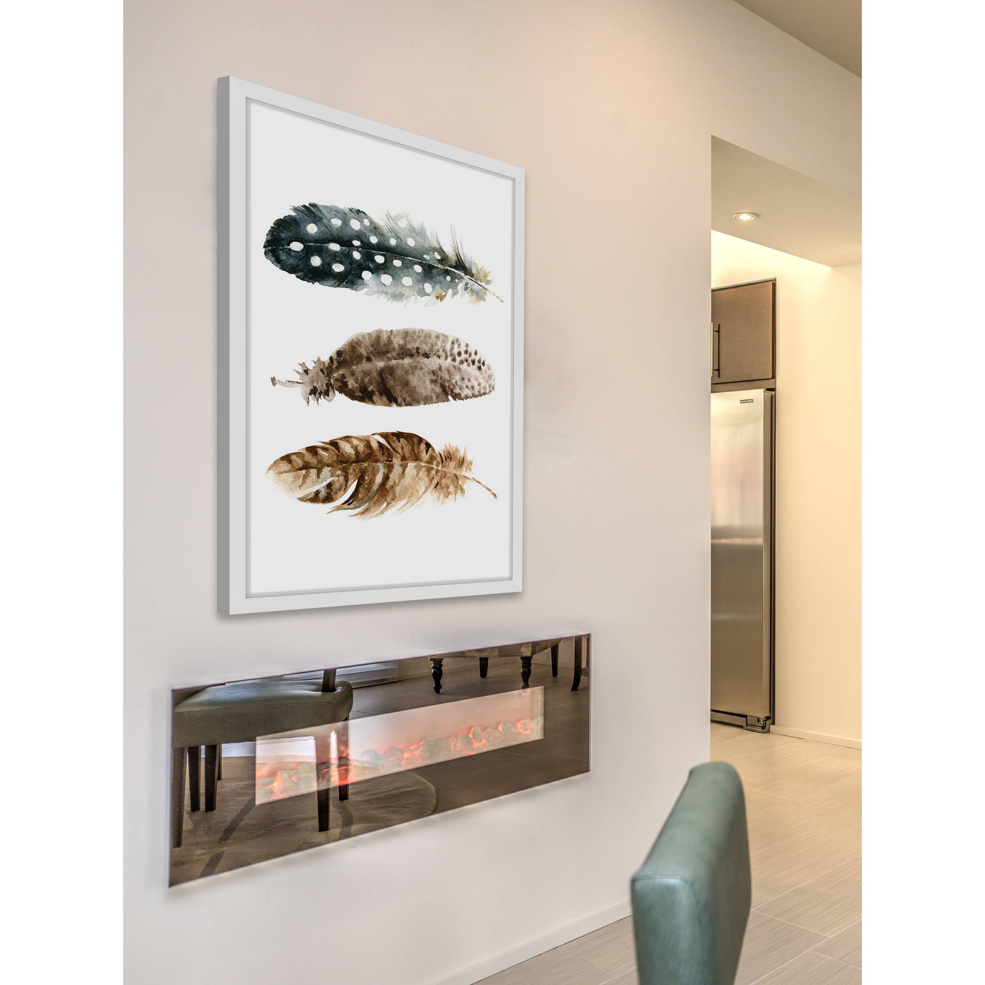 Marmont Hill "Horizontal Feathers" by Shayna Pitch Framed Painting Print