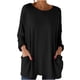 thumbnail image 1 of Tops de Manga Larga de las Mujeres Casual Color Sólido Cuello Redondo Suelto Encaje Superior con Bolsillo, Tops de Manga Larga de las Mujeres, 1 of 8