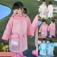 thumbnail image 2 of MUXiin Girls Raincoat 9-12 Years,Raincoats for Student Reusable Rain Ponchos with Hood and Sleeves Waterproof Rain Coats for Students,Light Blue, 2 of 5
