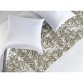 thumbnail image 2 of Botanical Bed Runner, Grunge Look Nature Themed Leaves Pattern Modern Forest Inspired Print, Decorative Accent Bedding Scarf for Hotels Homes & Guest Rooms, Queen, White and Army Green, by Ambesonne, 2 of 3