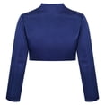 thumbnail image 2 of Yartina Kids Girl's Satin Shrug Flower Girl Dress Coat Floral Bolero Party Jacket Coat Cover up Short Navy Blue 4, 2 of 7
