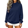 thumbnail image 5 of DISKEBUISS Women's Mock Neck Sweatshirt Long Sleeve Loose Casual Pullover for Fall Winter Basic Tops, 5 of 7