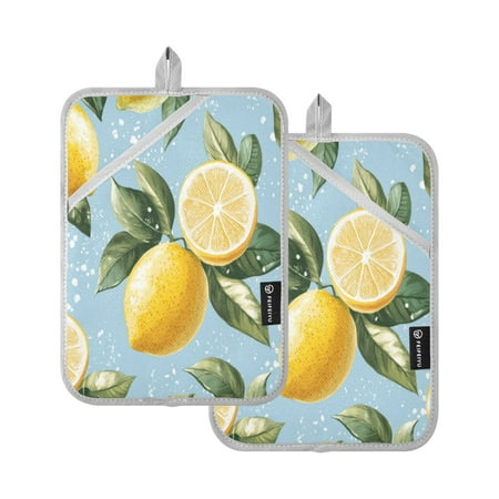 

Pot Holders Set of 2 Heat Resistant Potholders for Kitchen Easy Grip Oven Mitts for Microwave Oven Baking Kitchen BBQ Leamon Patterns