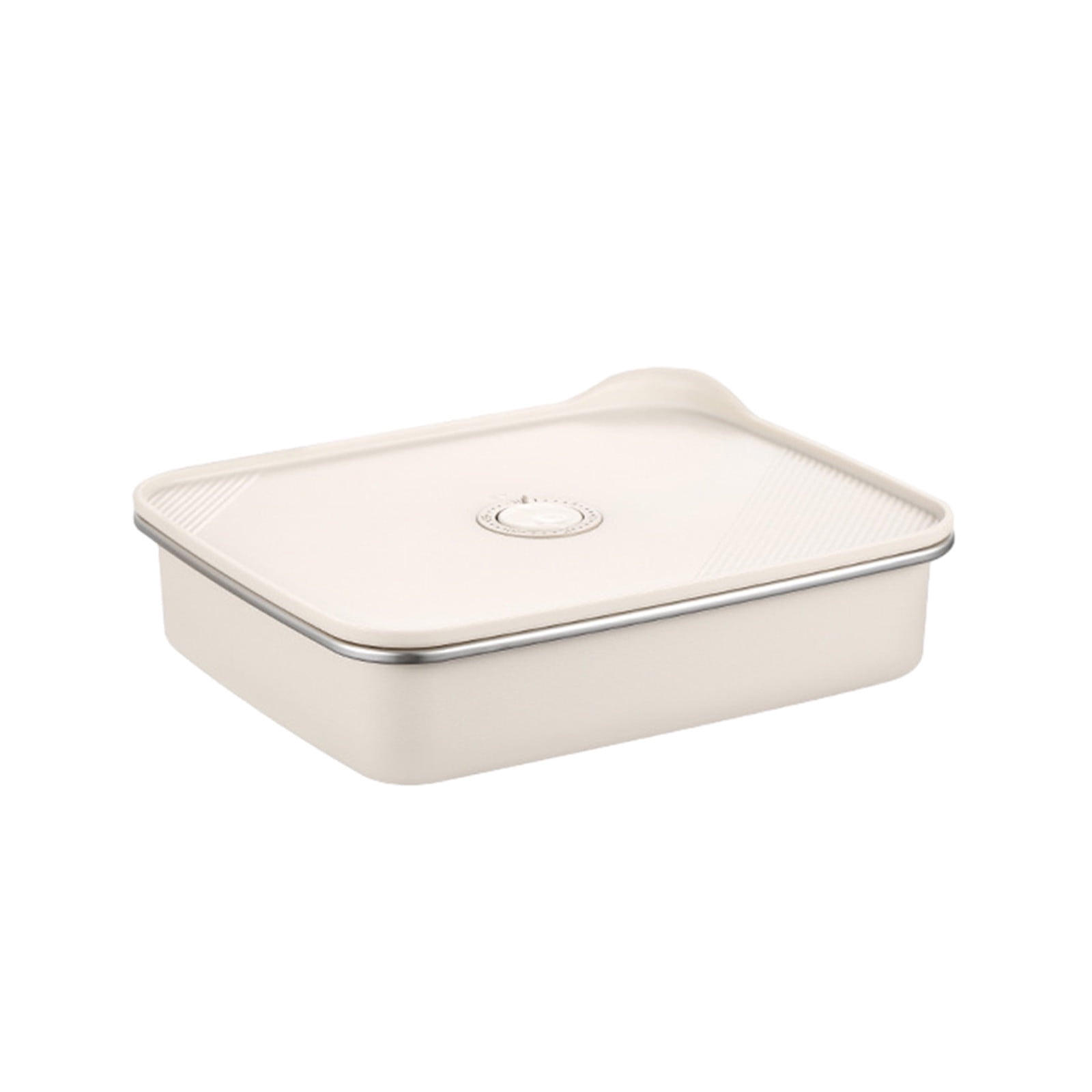 Microwaveable Stainless Steel Airtight Food Storage Container | Leak-Proof Odor-Free Lunch Box | BPA-Free 403 Steel | Stackable Bento for Meal Prep | 1 Pc | Beige | 23.5x19.1x9.6 cm