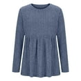 thumbnail image 3 of Miluxas Women's Fashionable Maternity Clothing Waist Pleated Solid Color Knitted Sweater Winter Pullover Top Blue XXL, 3 of 4